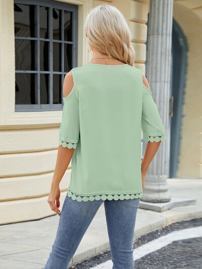 swvws Cold Shoulder Half Sleeve Blouse