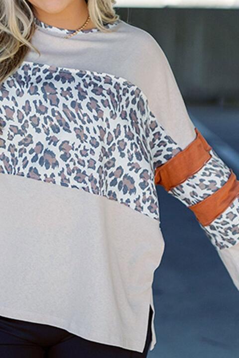 swvws Leopard Long Sleeve Slit T-Shirt