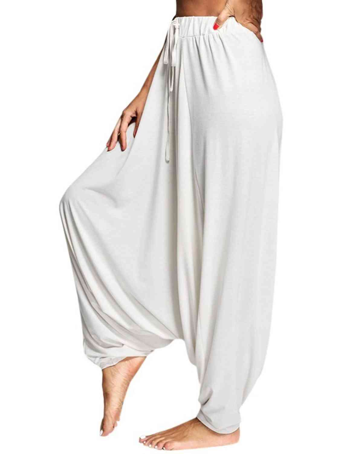 swvws Tied Mid Waist Long Harem Pants