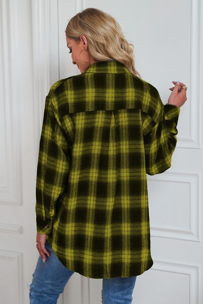 swvws Plaid Button Up Dropped Shoulder Outerwear