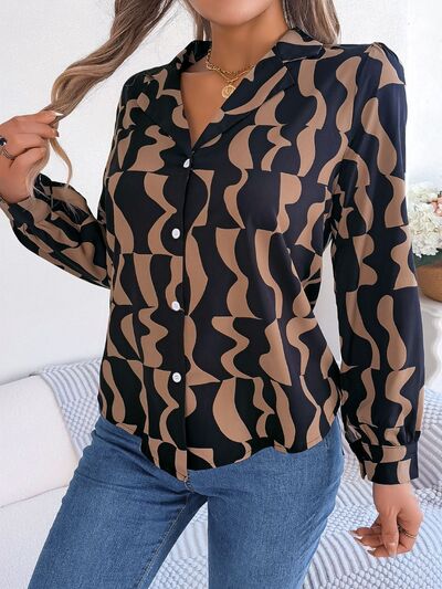 swvws Printed Button Up Long Sleeve Shirt