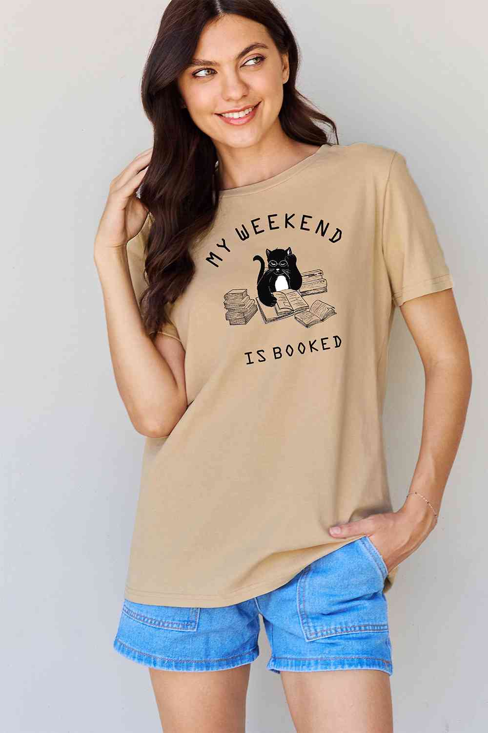 swvws Simply Love Full Size MY WEEKEND IS BOOKED Graphic T-Shirt