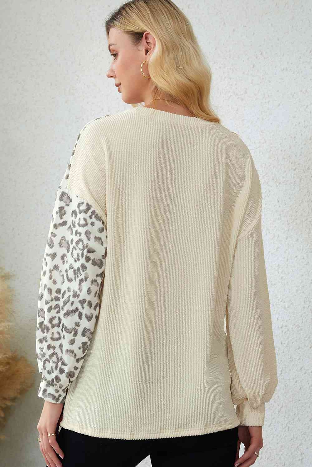 swvws Leopard Patchwork Long Sleeve Top