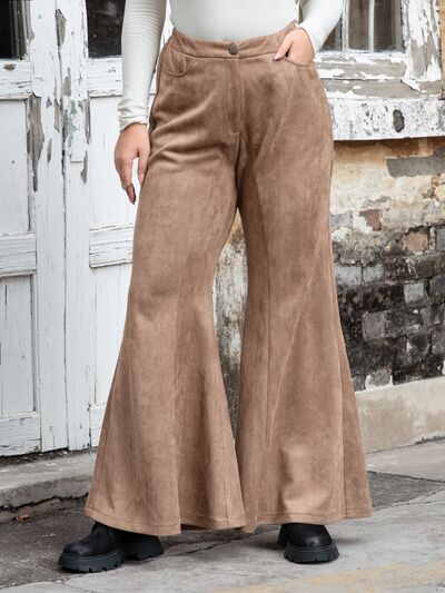 swvws Plus Size Pocketed Flare Pants