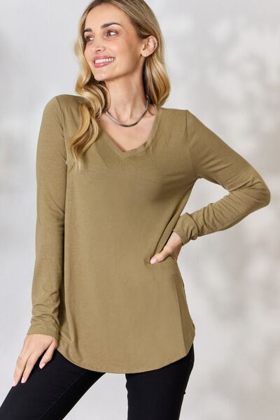 swvws Zenana Full Size V-Neck Long Sleeve T-Shirt