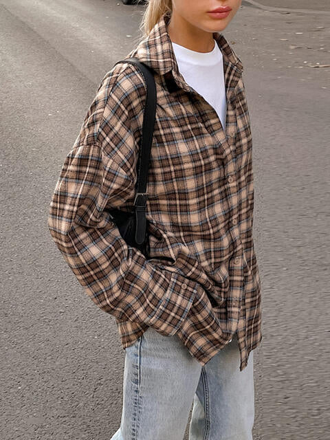 swvws Drop Shoulder Plaid Shacket