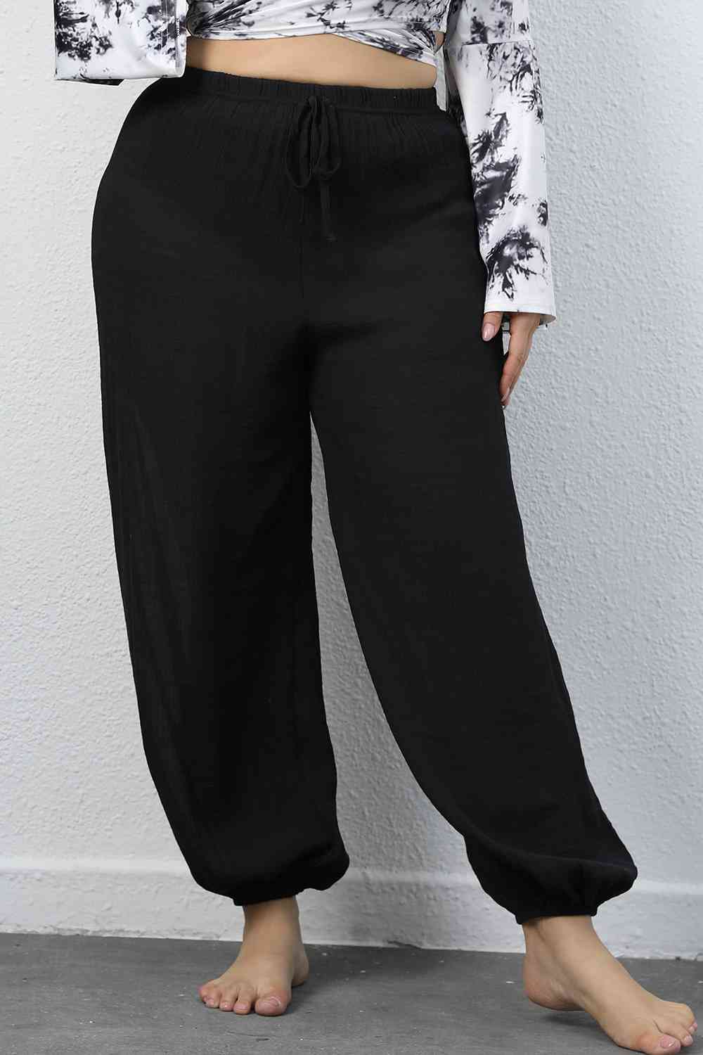 swvws Plus Size Drawstring Jogger Pants