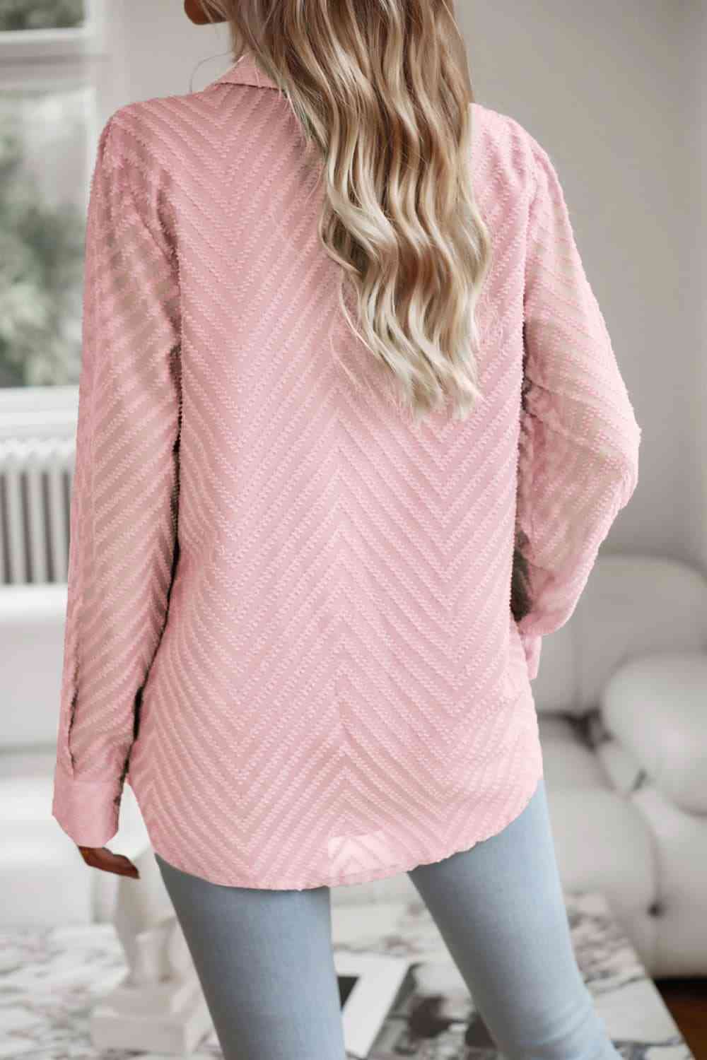 swvws Collared Neck Long Sleeve Pocketed Shirt