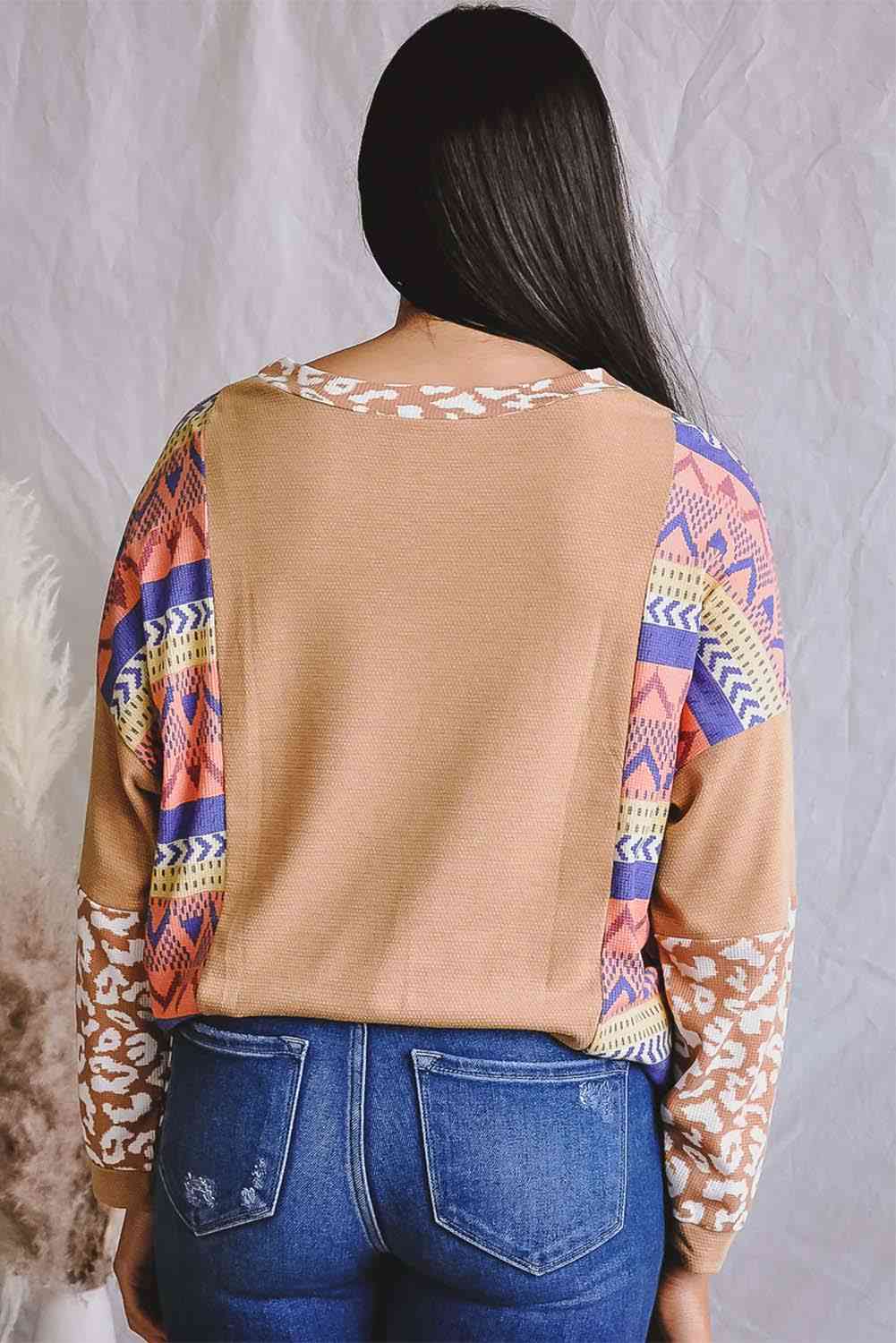 swvws Printed Round Neck Long Sleeve T-Shirt