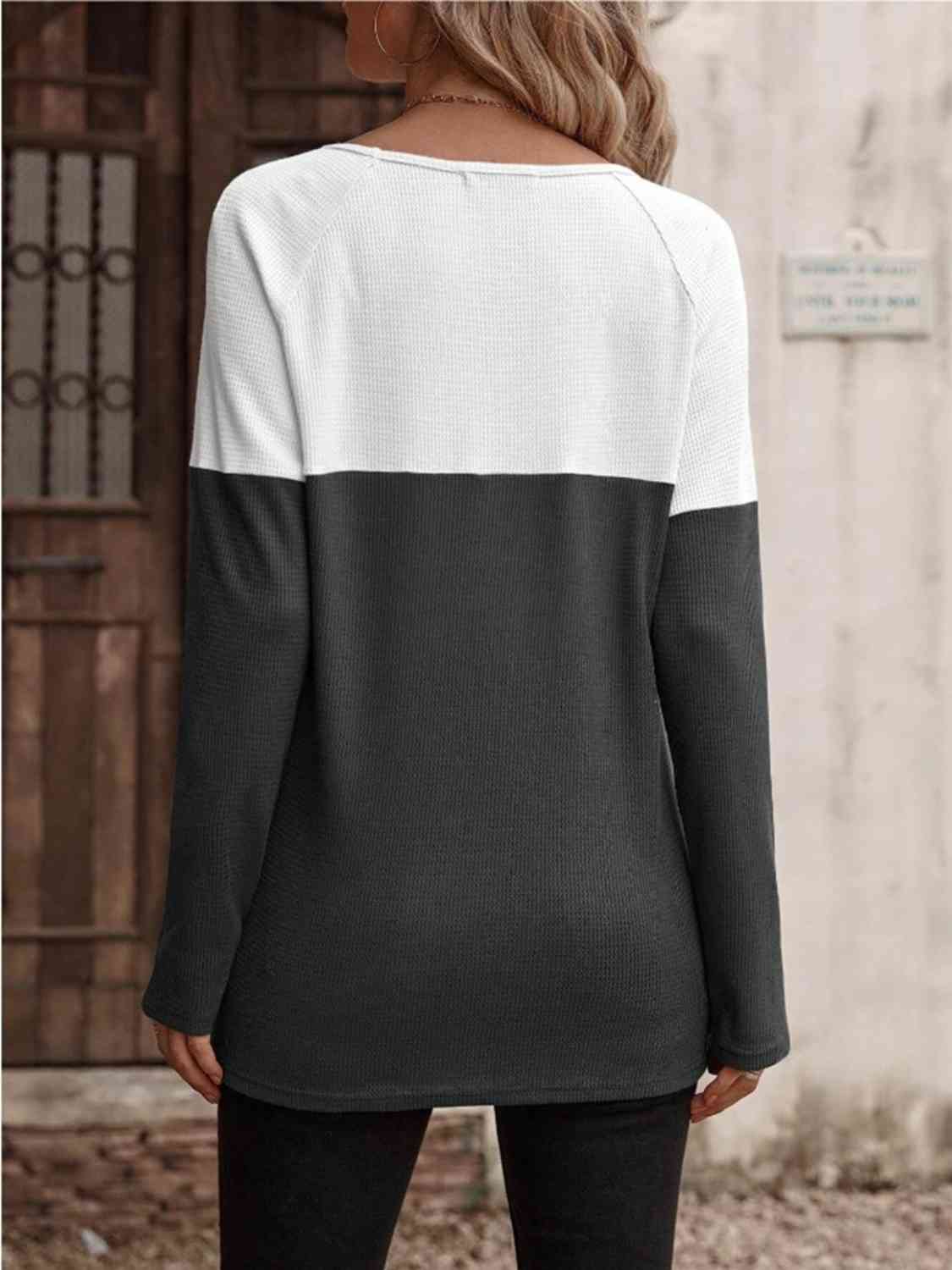 swvws Contrast Round Neck Long Sleeve T-Shirt