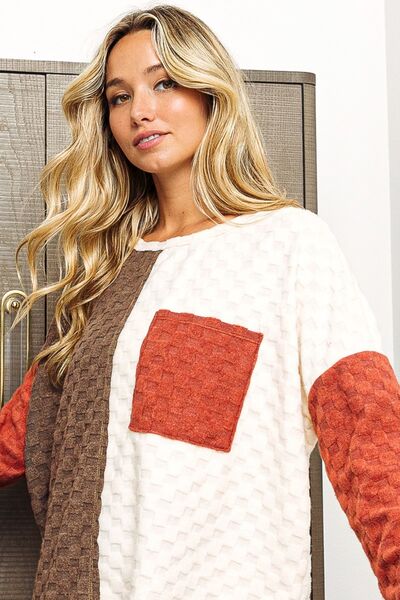 swvws BiBi Color Block Brushed Checker Top