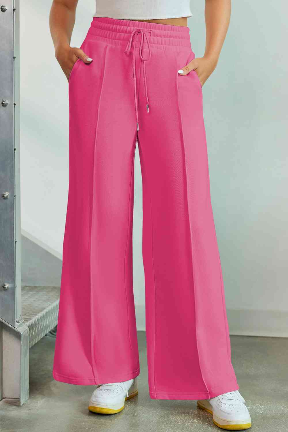 swvws Drawstring Wide Leg Pants with Pockets