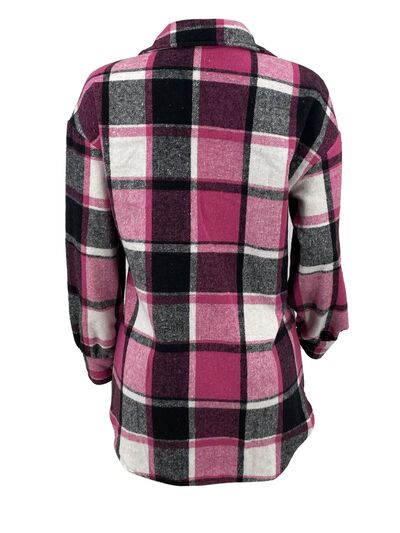 swvws Plaid Button Up Dropped Shoulder Jacket