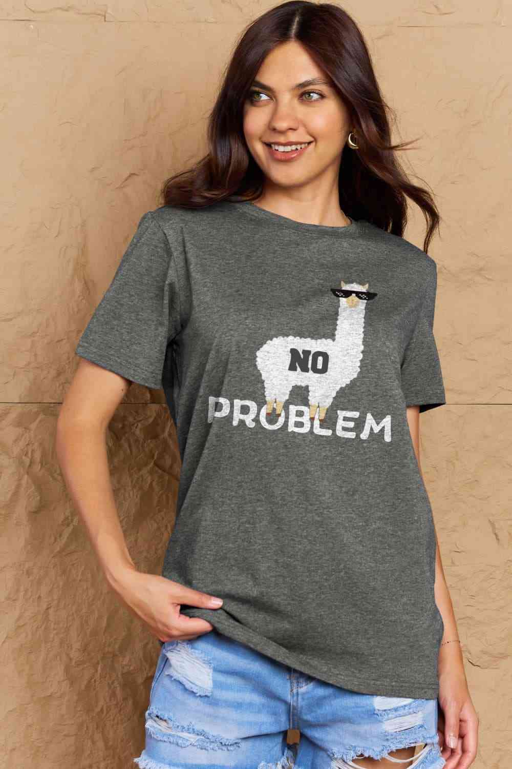 swvws Simply Love Full Size NO PROBLEM Graphic Cotton Tee