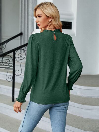 swvws Frill Mock Neck Long Sleeve Blouse