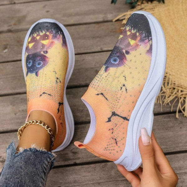 swvws - Light Yellow Casual Sportswear Daily Patchwork Printing Rhinestone Round Comfortable Out Door Shoes