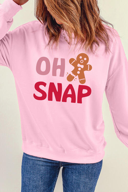 swvws OH SNAP Round Neck Long Sleeve Sweatshirt