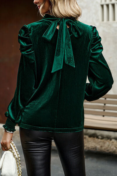 swvws Mock Neck Puff Sleeve Blouse