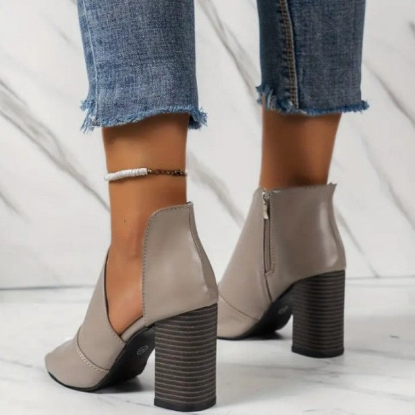 swvws - Grey Casual Patchwork Asymmetrical Fish Mouth Out Door Wedges Shoes (Heel Height 3.54in)