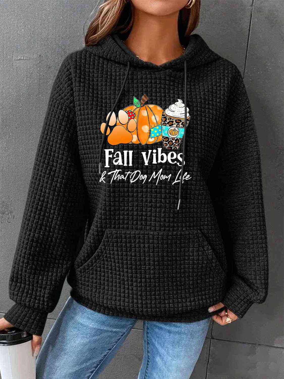 swvws FALL VIBES Graphic Hoodie with Front Pocket