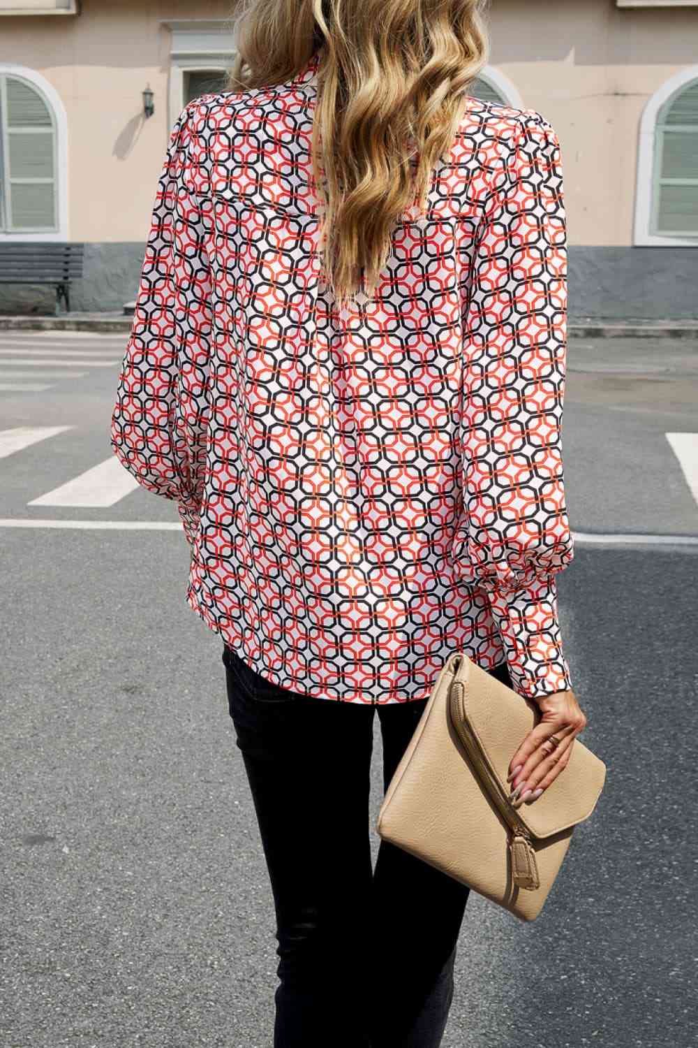 swvws Printed Lantern Sleeve Shirt