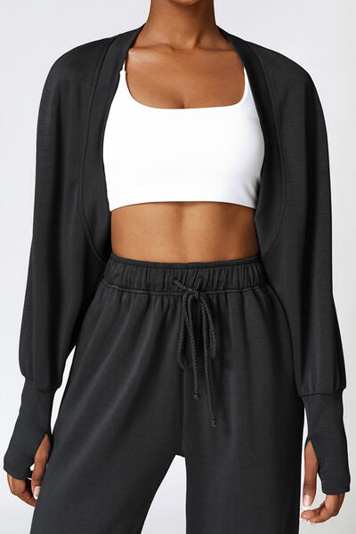 swvws Open Front Long Sleeve Cropped Active Outerwear