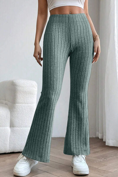 swvws Basic Bae Full Size Ribbed High Waist Flare Pants