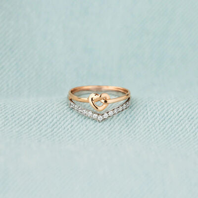 swvws Knotted Heart Shape Inlaid Zircon Ring