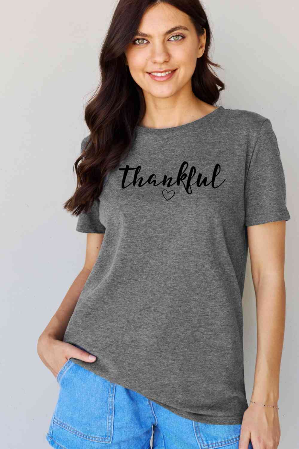 swvws Simply Love Full Size THANKFUL Graphic T-Shirt