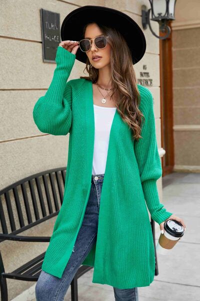 swvws Open Front Lantern Sleeve Cardigan