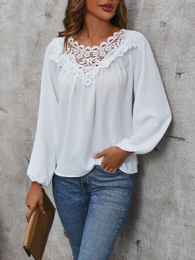 swvws Lace Detail Balloon Sleeve Blouse