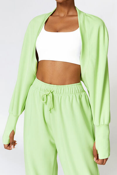 swvws Open Front Long Sleeve Cropped Active Outerwear