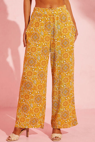 swvws Pocketed Floral Wide Leg Pants