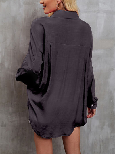 swvws Pocketed Button Up Long Sleeve Shirt