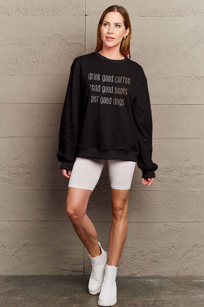 swvws Simply Love Full Size Letter Graphic Round Neck Sweatshirt