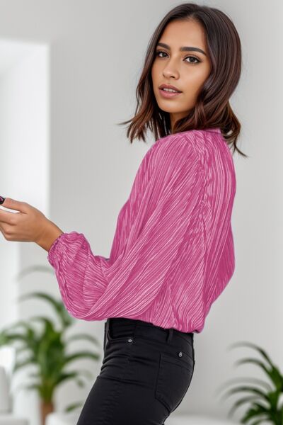 swvws Round Neck Balloon Sleeve Blouse