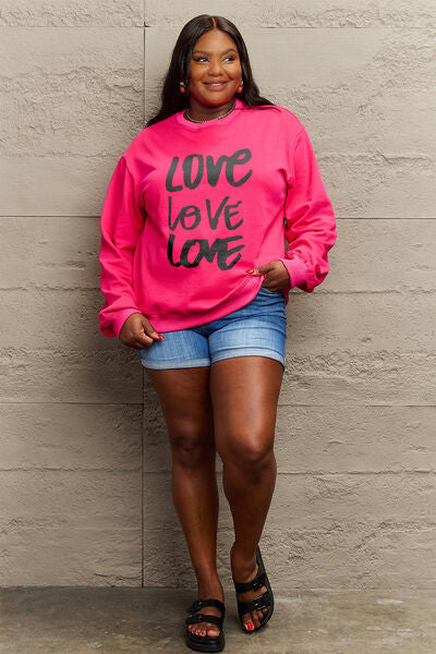 swvws Simply Love Full Size LOVE Round Neck Sweatshirt