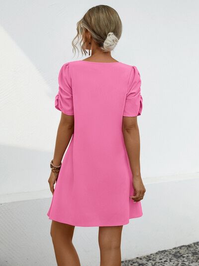 swvws Chain Notched Short Sleeve Dress