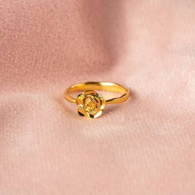 swvws Rose Shape 18K Gold-Plated Ring