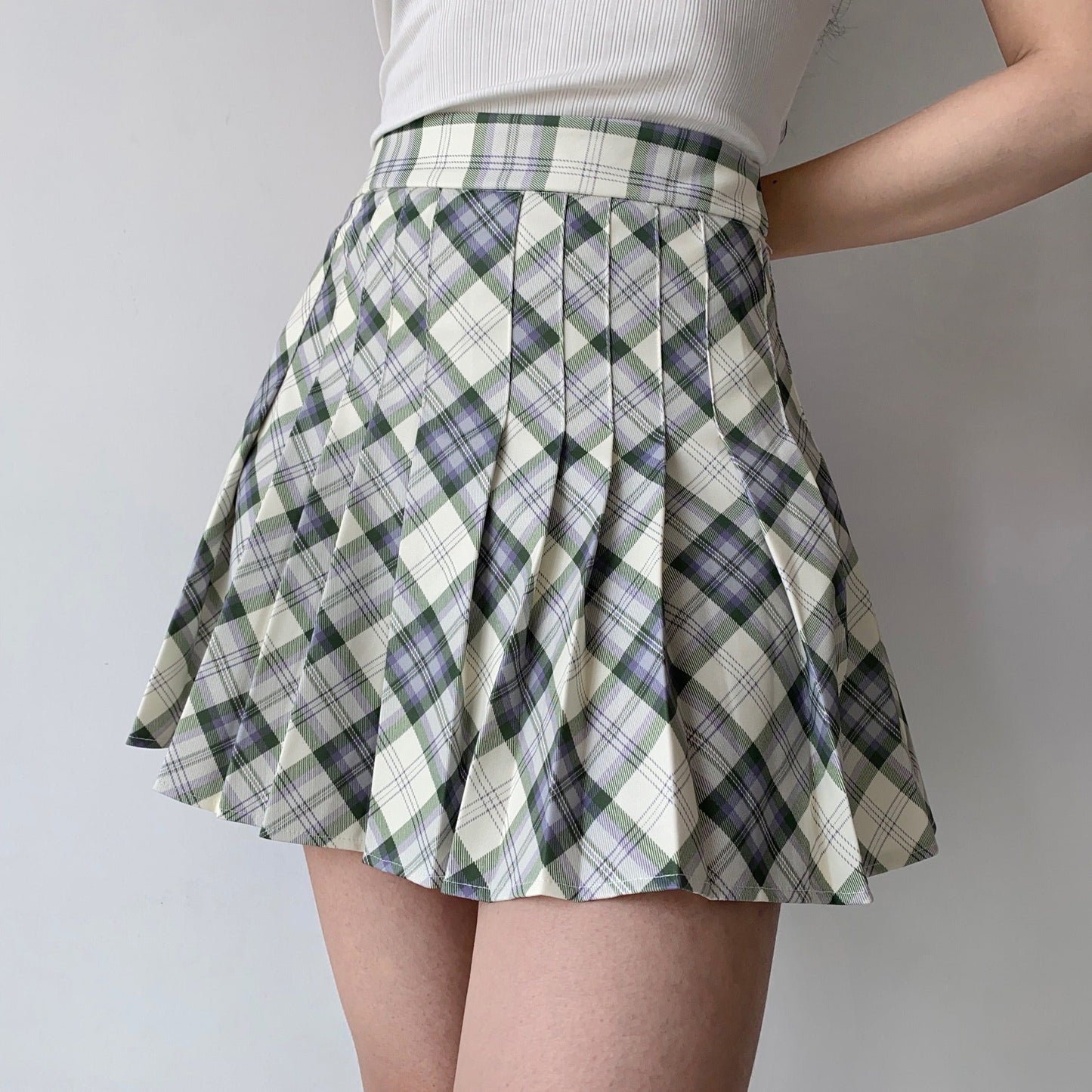 swvws - Seoul Style Plaid Tennis Skirt // Mint