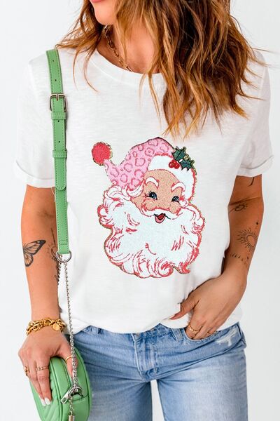 swvws Santa Round Neck Short Sleeve T-Shirt