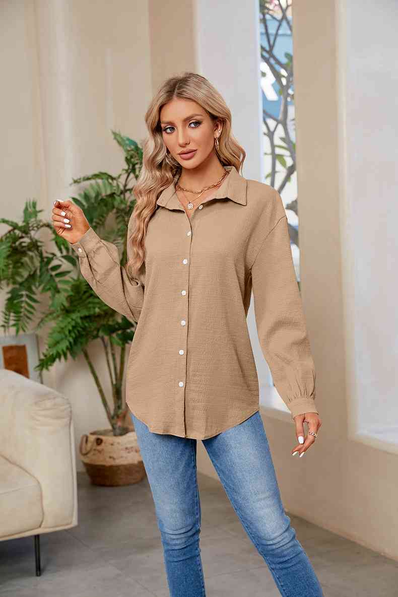 swvws Collared Neck Buttoned Long Sleeve Shirt