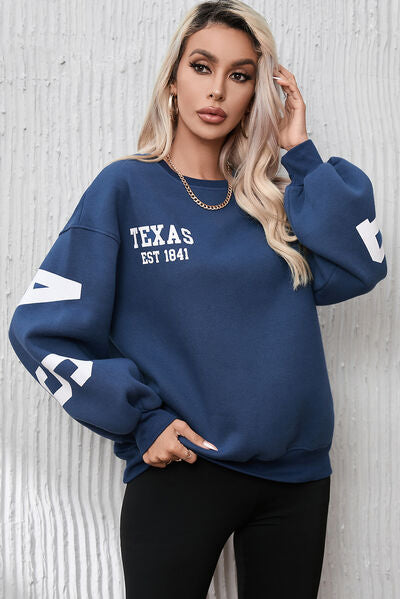 swvws Letter Graphic Round Neck Dropped Shoulder Sweatshirt