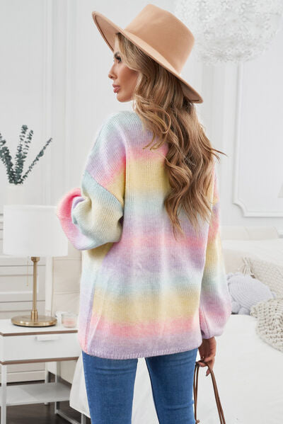 swvws Contrast Balloon Sleeve Dropped Shoulder Cardigan