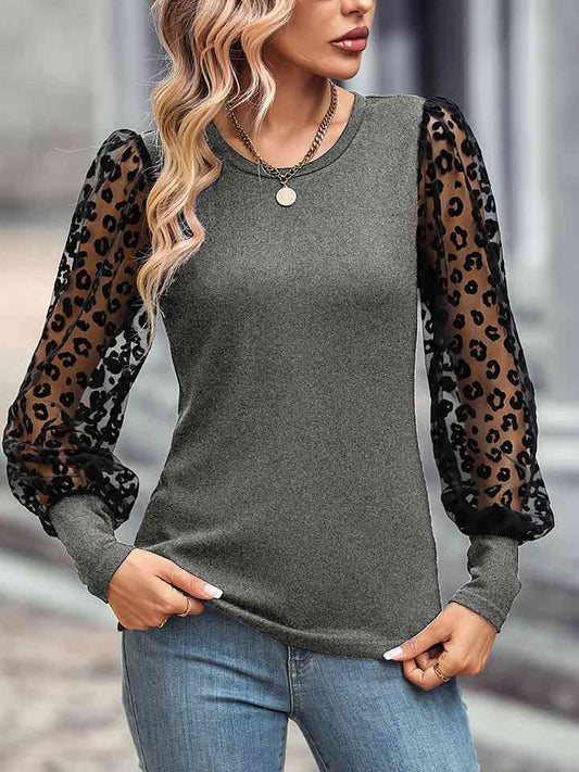 swvws Leopard Round Neck Top