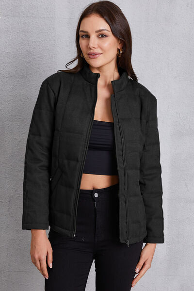 swvws Zip Up Mock Neck Pocketed Jacket