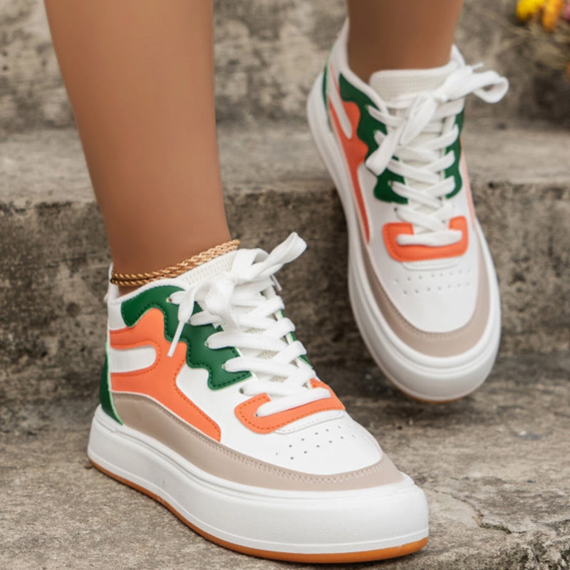 swvws - White Green Casual Patchwork Frenulum Round Comfortable Out Door Shoes