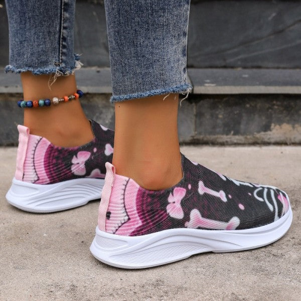 swvws - Purple Casual Patchwork Printing Round Comfortable Out Door Shoes