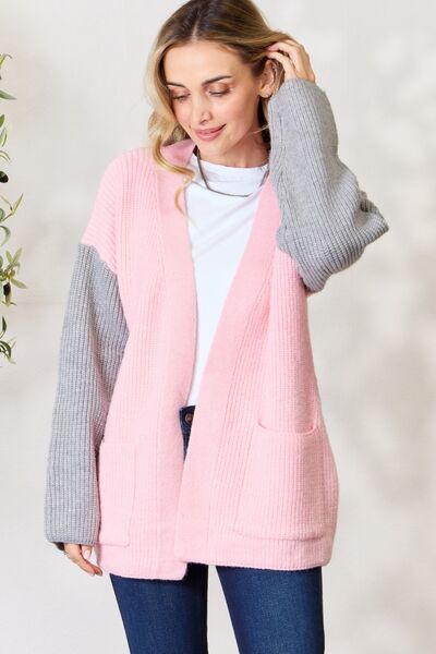 swvws BiBi Contrast Open Front Cardigan with Pockets