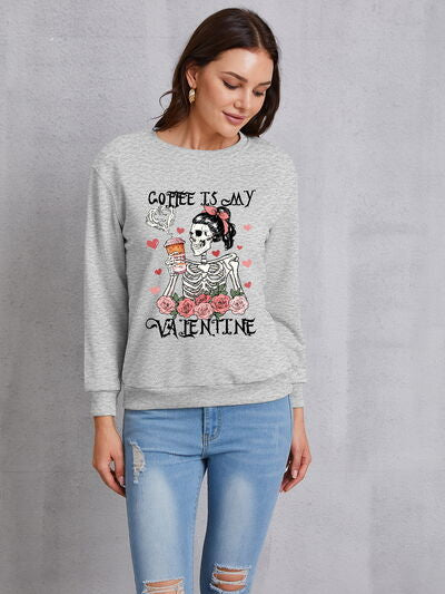 swvws COFFEE IS MY VALENTINE Round Neck Sweatshirt